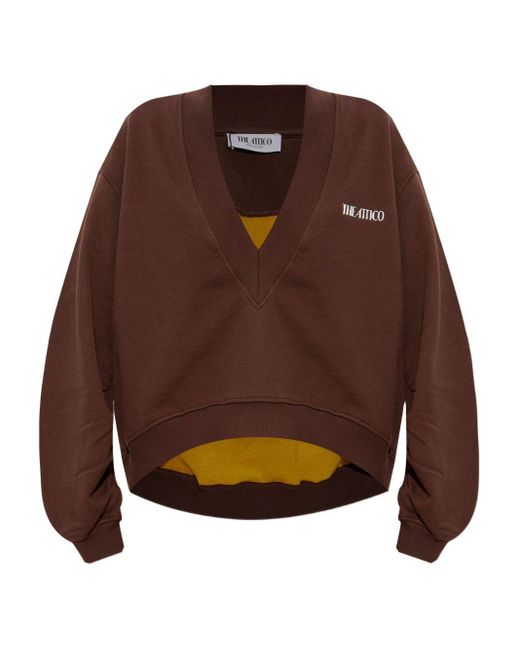 Felpa Con Scollo A V-Donna di The Attico in Brown
