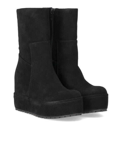 Paloma Barceló Black Smooth Suede Disa Ankle Boots With Internal Wedge
