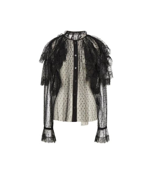 Chemise à volants en dentelle Dolce & Gabbana en coloris Black