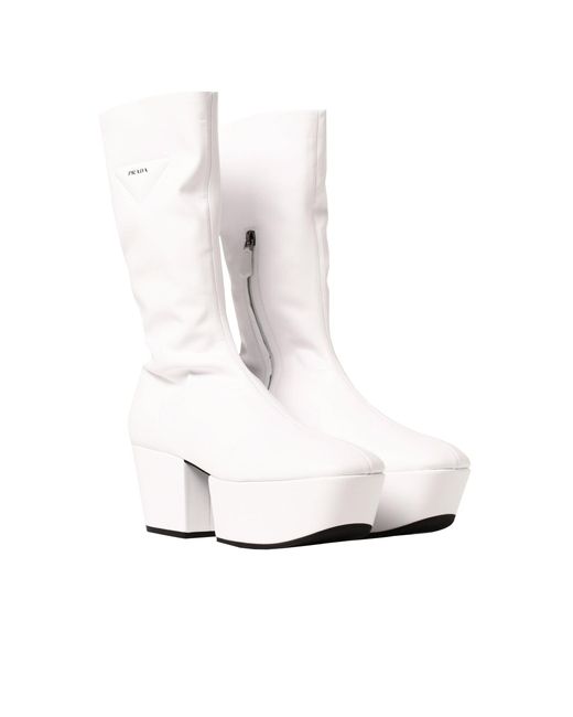 Prada White Tech Leather Platform Boot