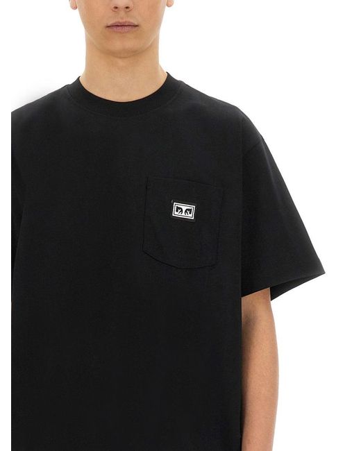 Obey Black Eyes Tshirt With Pocket for men
