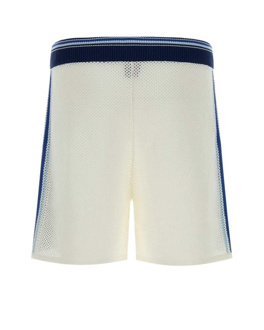 Casablanca Blue White Mesh Bermuda Shorts for men