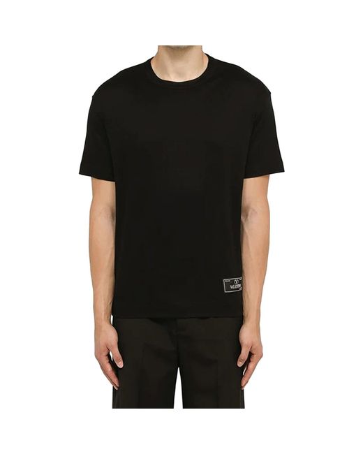 Valentino Cotton Logo T -shirt in het Black voor heren