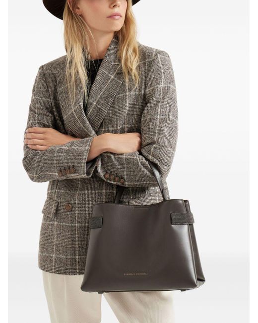 Brunello Cucinelli Black Essence Leather Handbag