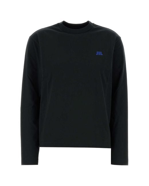 Jil Sander Black T-Shirt Cn Ls Emb