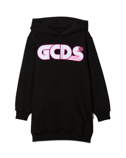 Gcds Black Oversize Hoodie Girl