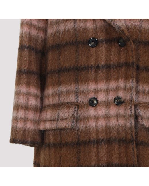 Moschino Brown Checked Coat