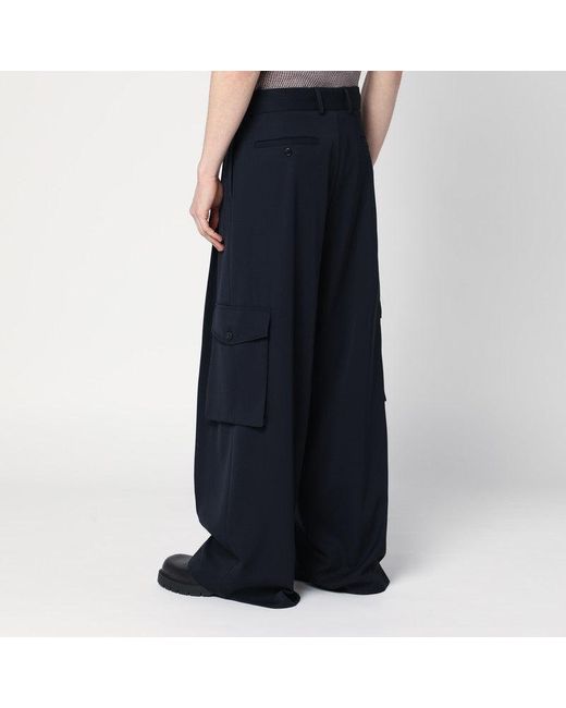 Dries Van Noten Black Wide Wool Trousers for men