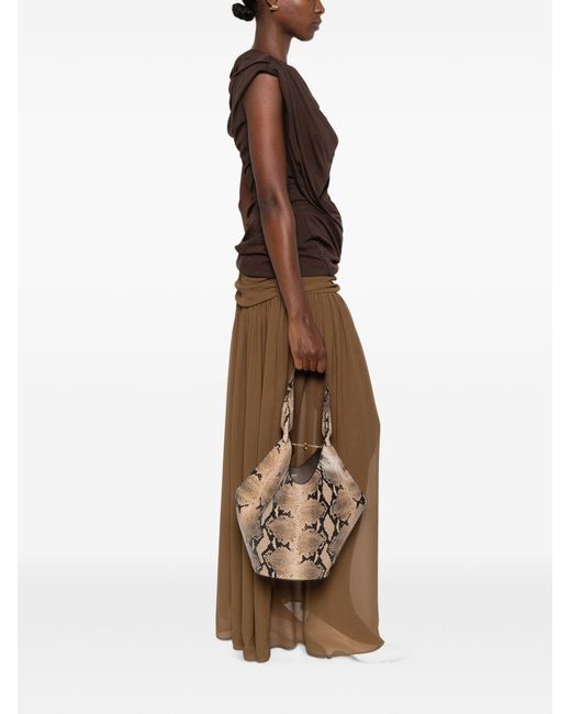 Khaite Metallic Lotus Small Leather Bucket Bag