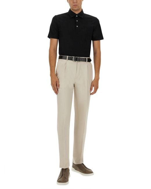 Zegna Black Shirt Collar Polo for men