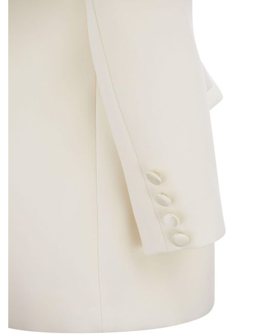 Elisabetta Franchi Double Breasted Jacket In Crêpe En Satijn in het White