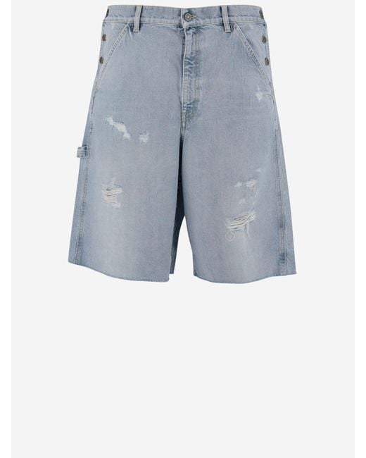 Golden Goose Deluxe Brand Cotton Short Hosen mit gelebten Tätern in Blue für Herren