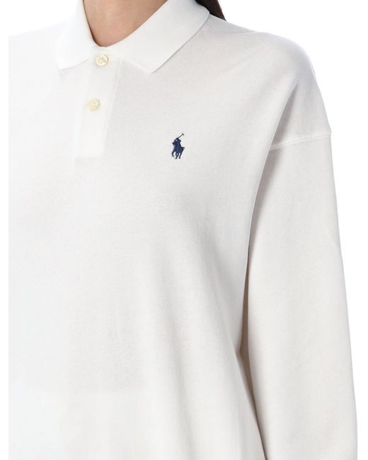 Polo Ralph Lauren White Lightweight Fleece Long-Sleeve Polo