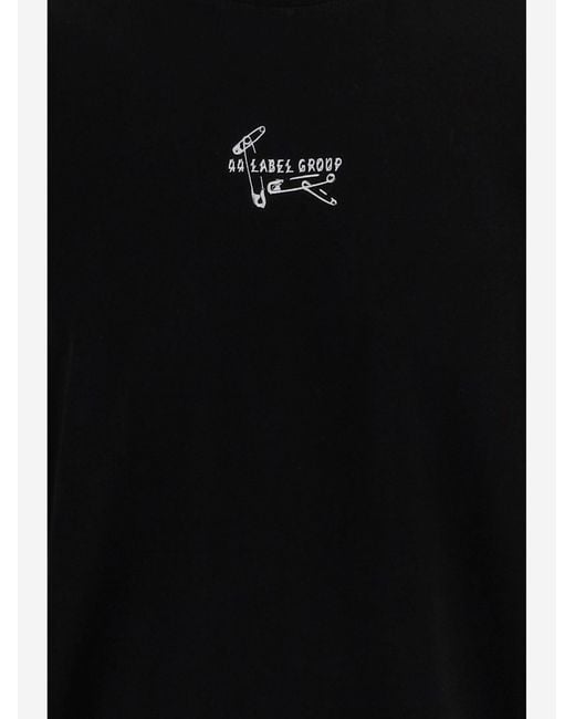 44 Label Group Black Printed Cotton T Shirt for men