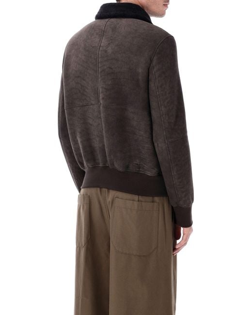 S.W.O.R.D Black 6.6.44 Shearling Jacket With Fur Collar