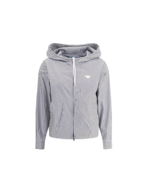 Prada Gestreepte Jas Met Capuchon in het Gray