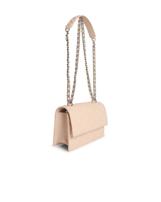 Tory Burch Natural 'Fleming' Small Lear Crossbody Bag