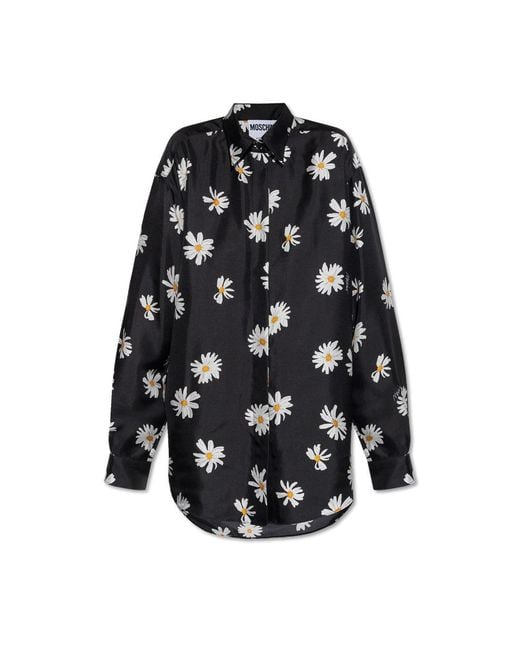 Moschino Black Twill Shirt Allover Daisy