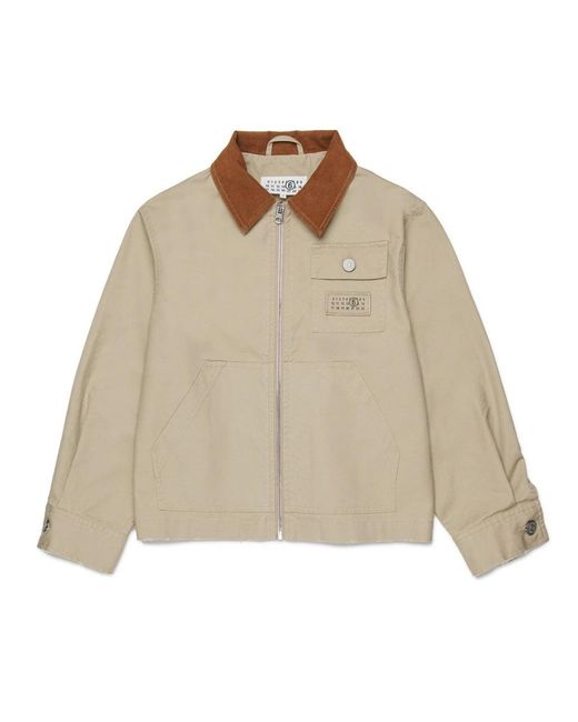 MM6 by Maison Margiela Natural Kids Corduroy-Collar Bomber Jacket
