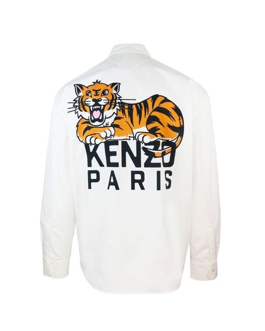 KENZO White Camicia Casual Bianca Con Stampa