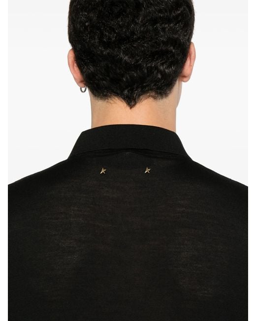 Golden Goose Deluxe Brand Black Golden M's Polo Knit Short Sleeves Merino Wool