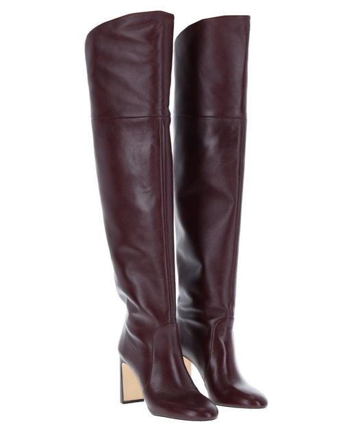 Stuart Weitzman Purple Leather Over The Knee Boots Babette