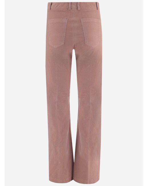 QL2 Donna Pink Stretch Cotton Velvet Pants