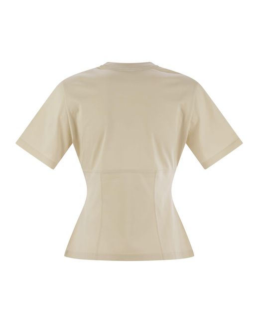 Moncler White Cotton T-Shirt With Handmade Beads
