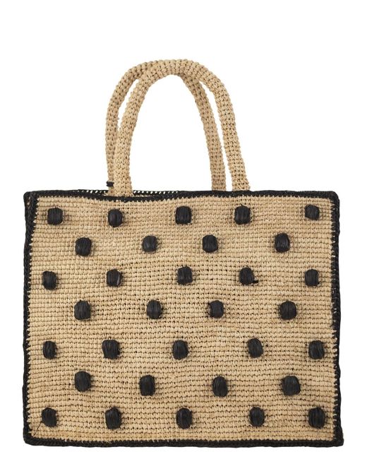 Mc2 Saint Barth Natural Colette Polka Dot Raffia Handtasche