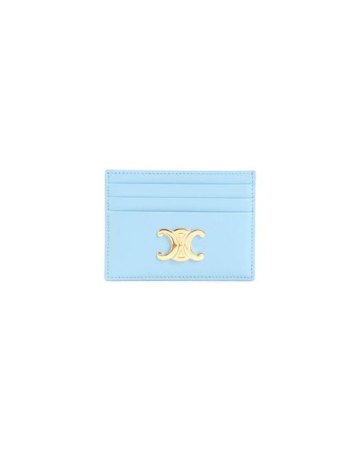 Céline Blue Triomphe Signature Leather Card Holder