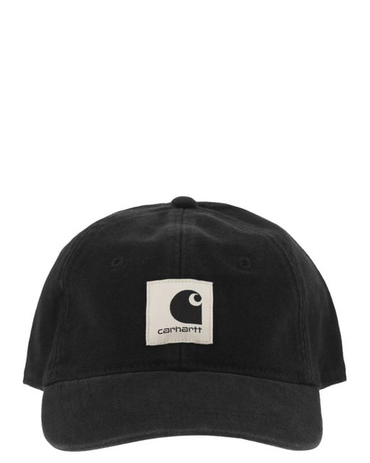 Carhartt Black Cotton Canvas Baseball Cap With Front Logo