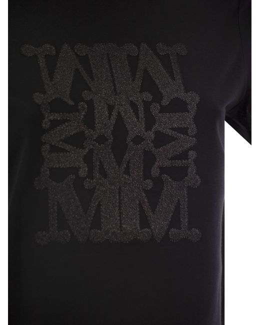 Max Mara Taverna Katoenen T -shirt Met Frontaal Borduurwerk in het Black