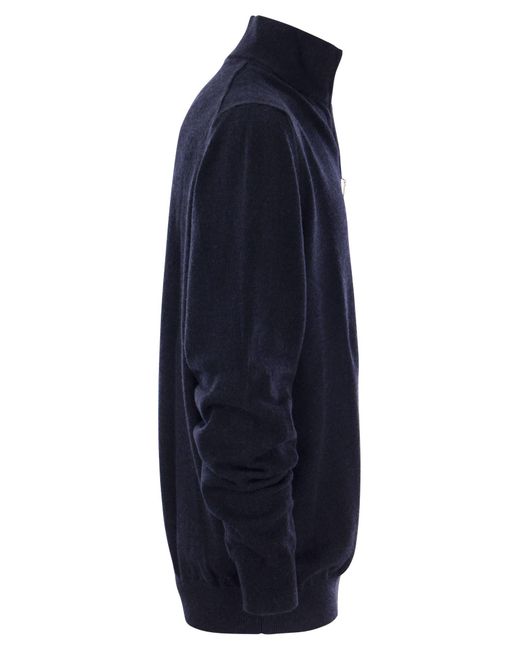 Fedeli Favonio Zip Turtleneck Trui In Cashmere in het Blue