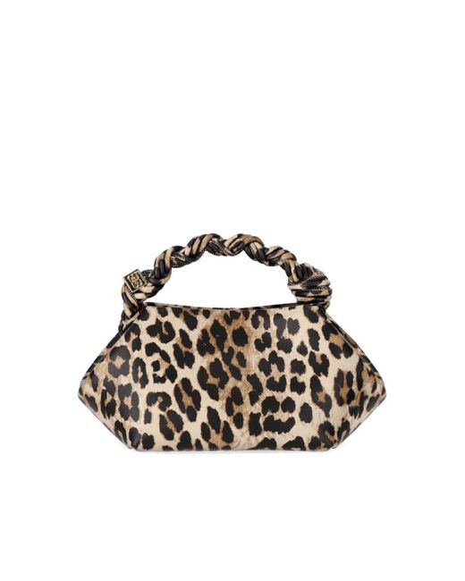 Ganni White Bou Handbag With Leopard Print for men