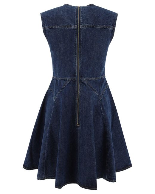 self portrait denim skater dress Self-Portrait Denim Skater Dress in Blue