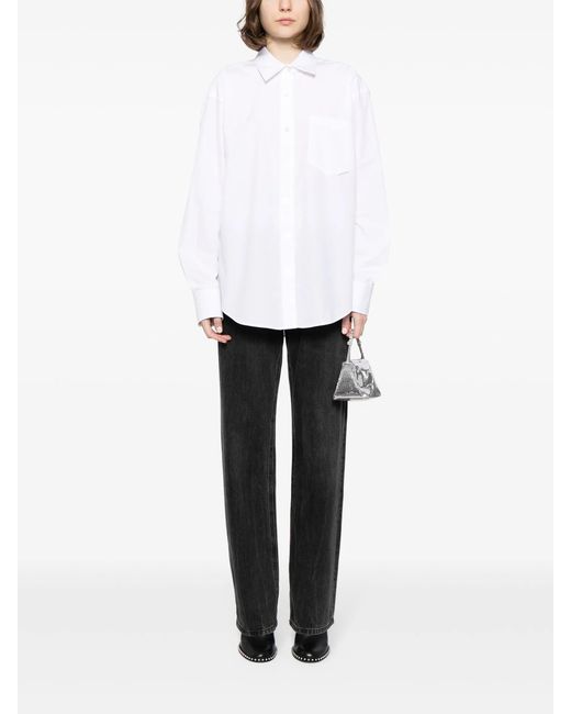 Alexander Wang White Boyfriend Shirt With Logo Flag Tag
