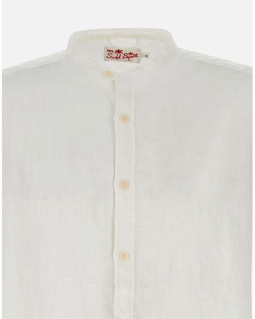 Mc2 Saint Barth White Naxos Linen Shirt for men