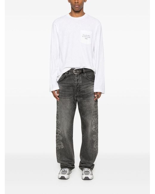 Acne Logo T-shirt in het White voor heren