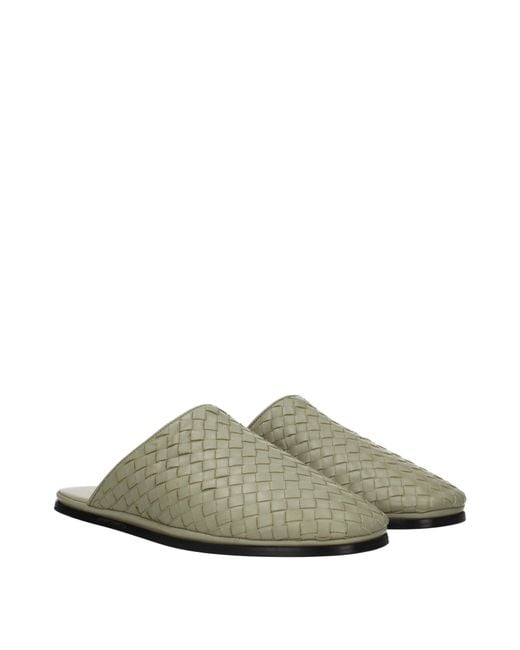 Bottega Veneta Green Slippers And Hooves Leather/Travertine for men