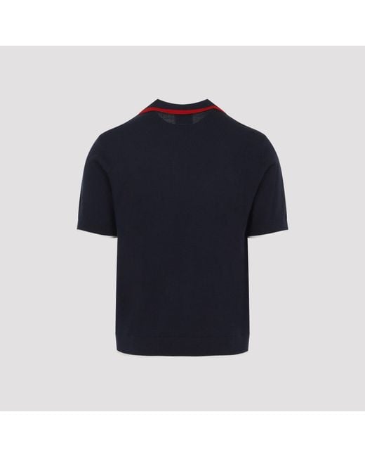 Casablanca Blue Short-Sleeve Knitted Track Polo