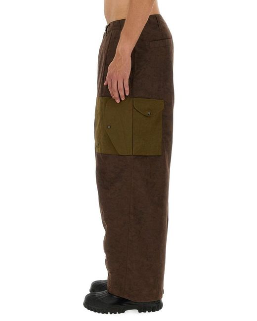 C P Company Brown Textured Cargo Pants for men