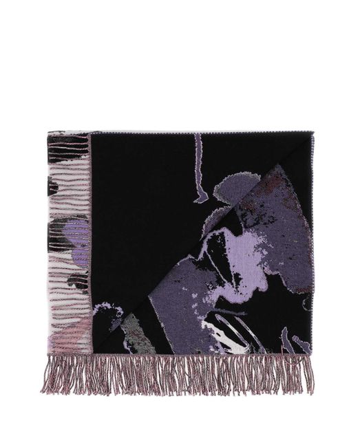 McQueen Gray Embroidered Wool Blend Blanket