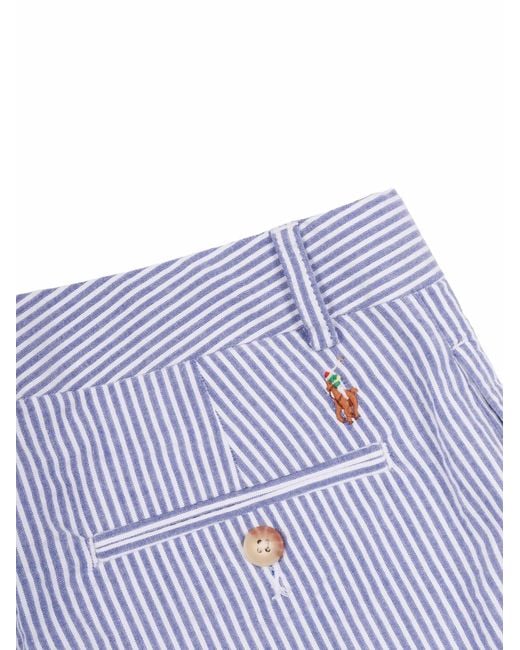 Polo Ralph Lauren Purple Preppy Short-Shorts-Flat Front Cotton Elastane Bermuda Short