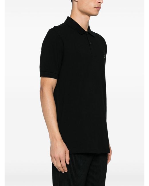 Comme des Garçons Black Cotton Slogan-Print Polo Shirt for men