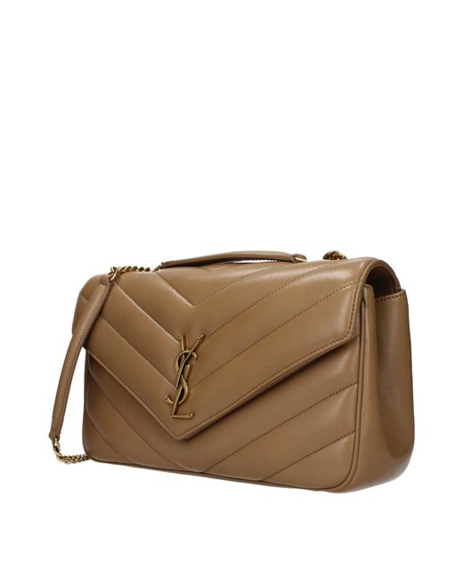 Saint Laurent Brown Loulou Shoulder Bag/Light Tan Leather