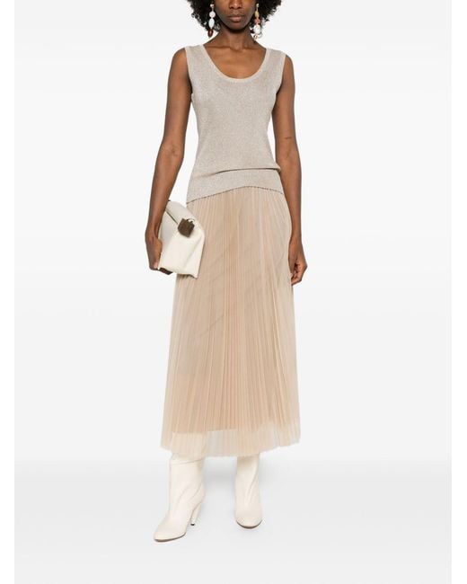 Fabiana Filippi Natural Ivory Scoop Neck Top