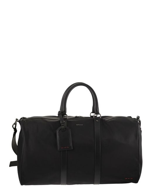 Kiton Black Duffel Bag With Leather Inserts for men