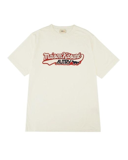 Autry X Maison Kitsune White T-shirt With Logo