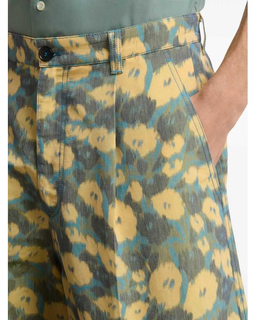 Marni Green Floral Pleated Shorts for men