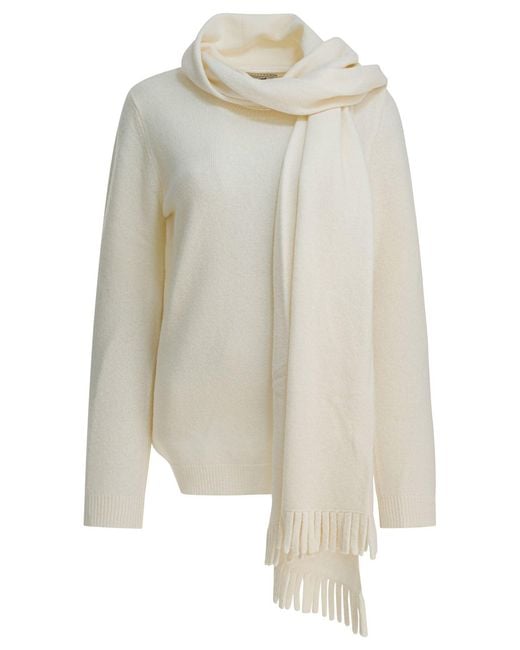 Sandbeige White Wool Knit Sweater